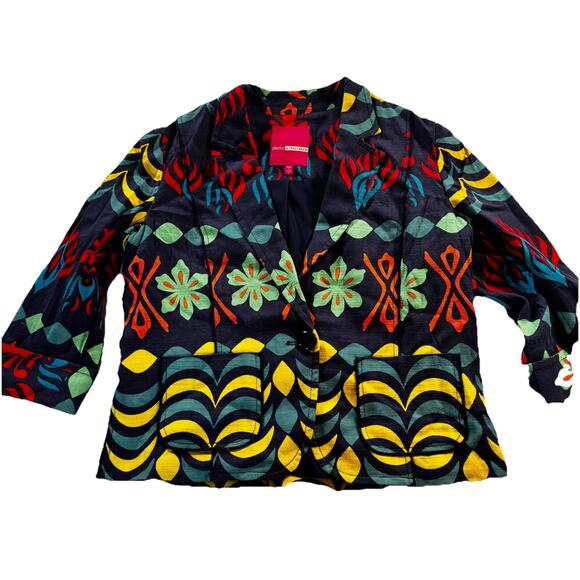 Tracy Reese Silk Floral Blazer Jacket Sz 12 Pocket Anthro Cute - Picture 6 of 6